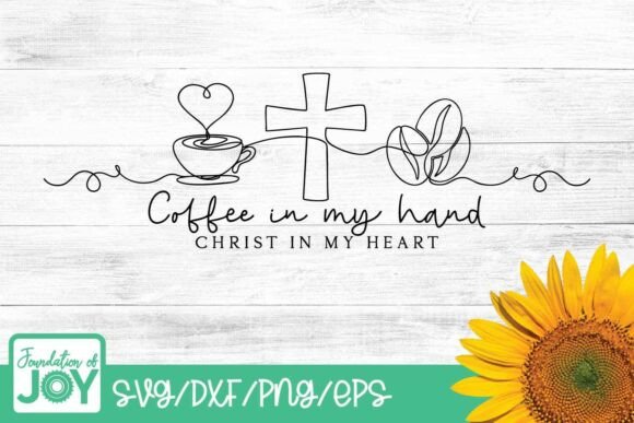 Christian Coffee Quote, Single Line Art T-Shirt Designs