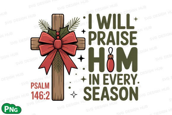 Christian Cross with Bow Bible Verse PNG for T-Shirt Designs