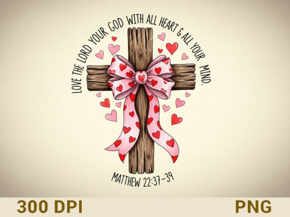 Christian Valentine Cross Clipart for T-Shirt Designs
