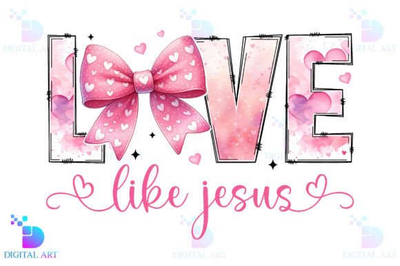 Coquette Love Like Jesus PNG and T-Shirt Designs