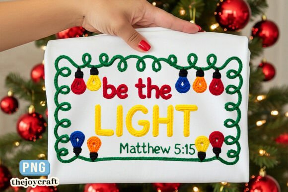 Faux Yarn Be the Light PNG, Christian T-Shirt Designs