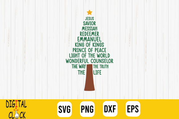 Jesus Names Christmas Tree Religious SVG T-Shirt Designs