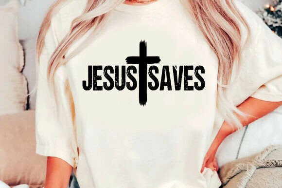 Jesus Saves Cross Grunge SVG for T-Shirt Designs