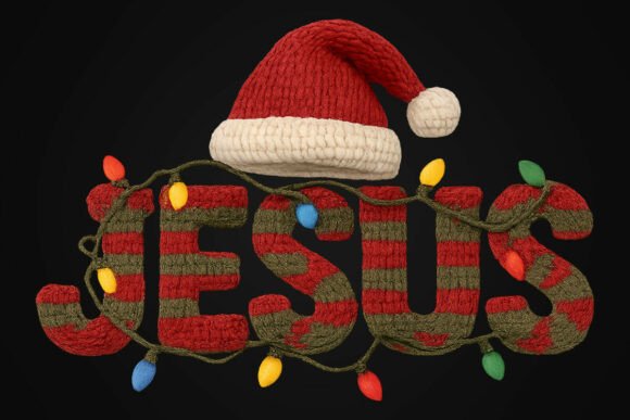 Knitted Jesus Christmas PNG for T-Shirt Designs