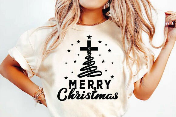 Merry Christmas SVG PNG, Christian Tree T-Shirt Designs
