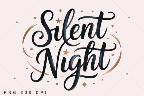 Silent Night Christmas PNG, Christian T-Shirt Designs